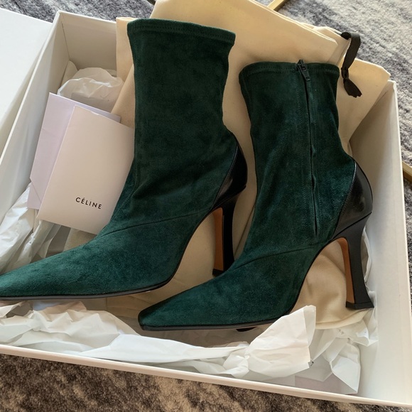 Celine Shoes - Celine Boots Dark Green Size 37